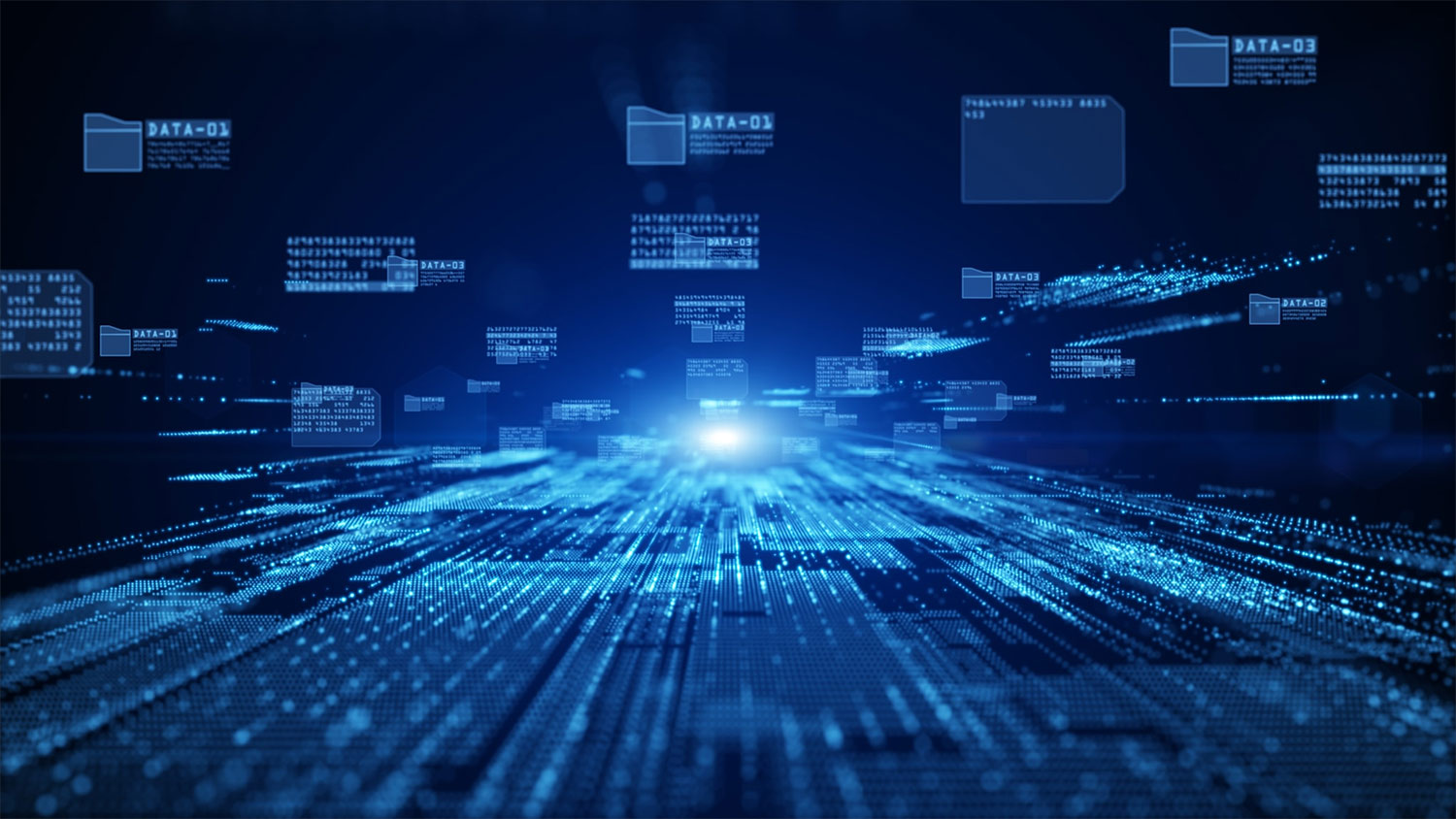 A generated image showing data over a circuit board